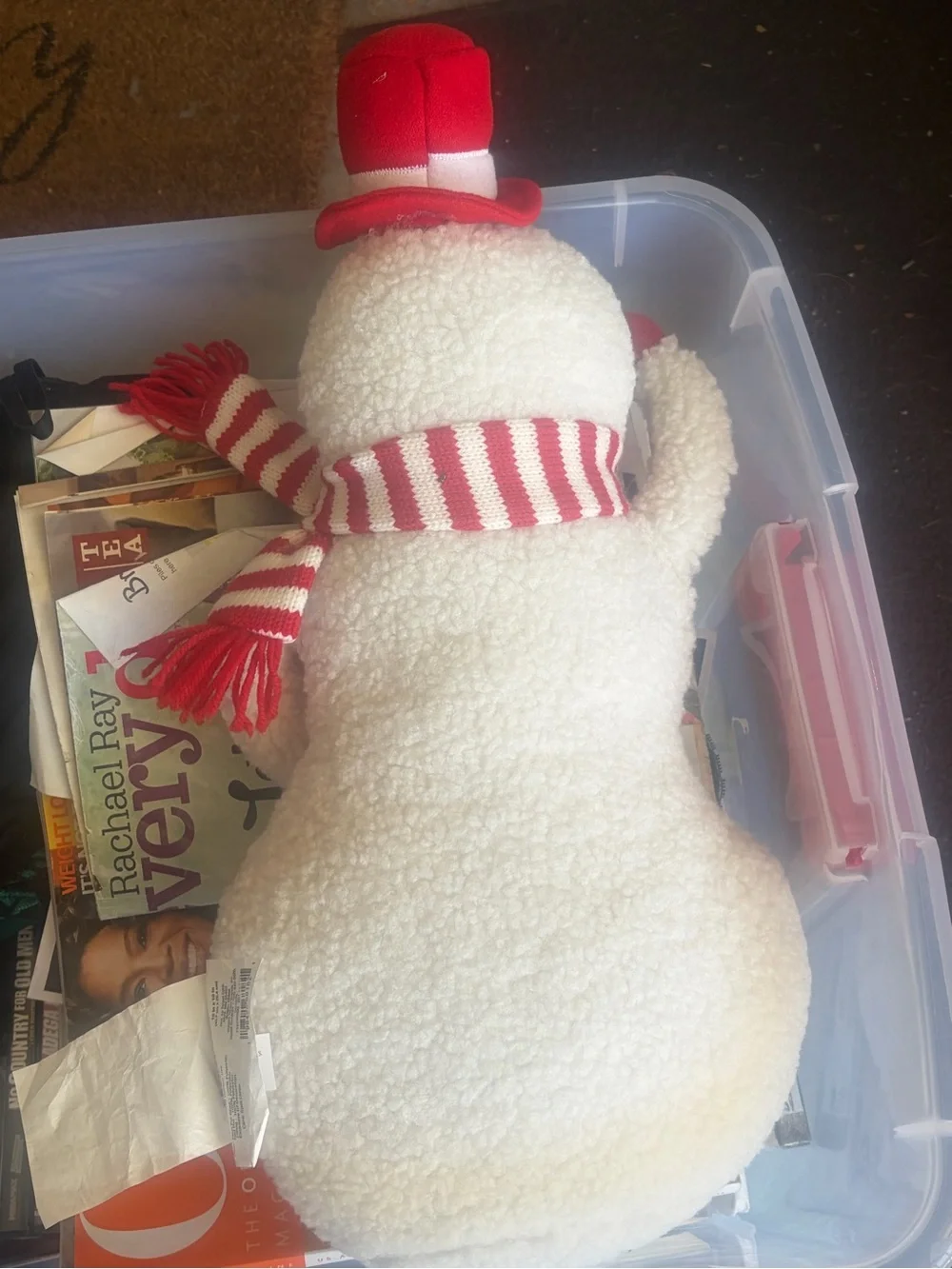 Wondershop White Snowman Decorative Pillow with Red Accents